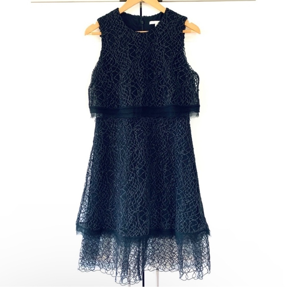 JONATHAN SIMKHAI LBD woman’s black Lace sheer Midi Dress size 8 occasion,wedding